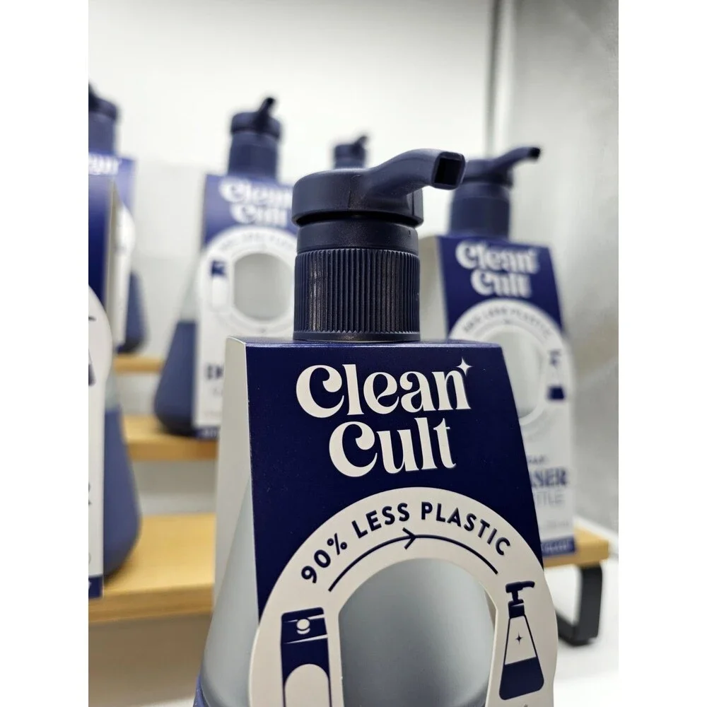 6x Clean Cult Hand Soap Dispenser Glass Bottle 12oz Refillable Midnight Blue NEW